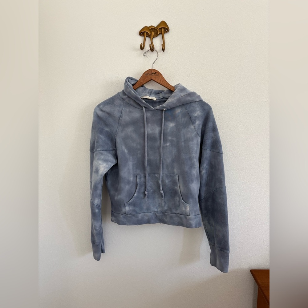 Love Shack Fancy Washed Denim Anarosa Distressed Hoodie Sweatshirt Small - Picture 2 of 10
